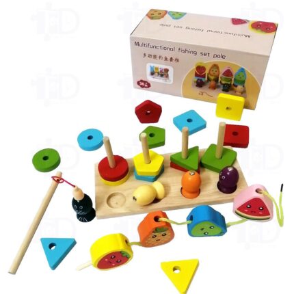 Multifunctional Fishing Set Toy Pole - Wooden Toys